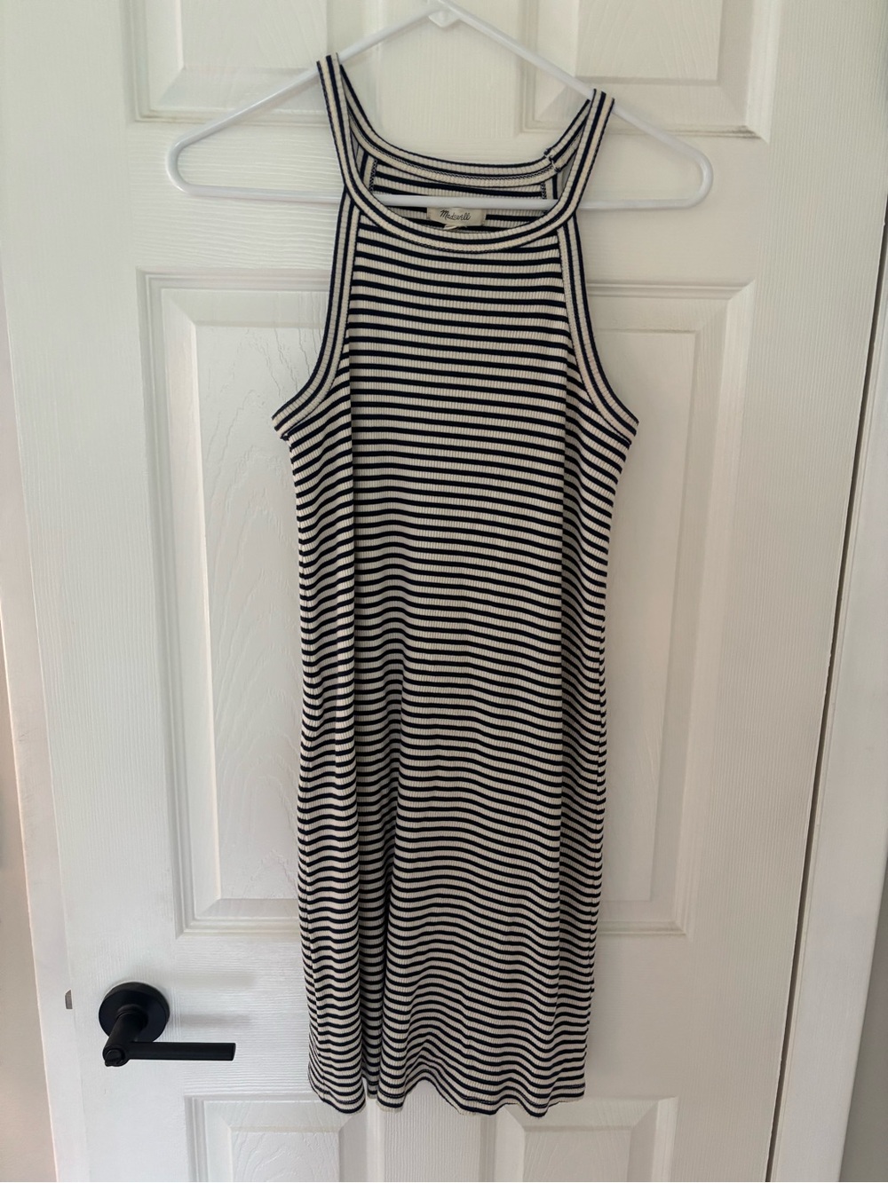 Madewell Striped Halter Neck Midi Dress - Black & White